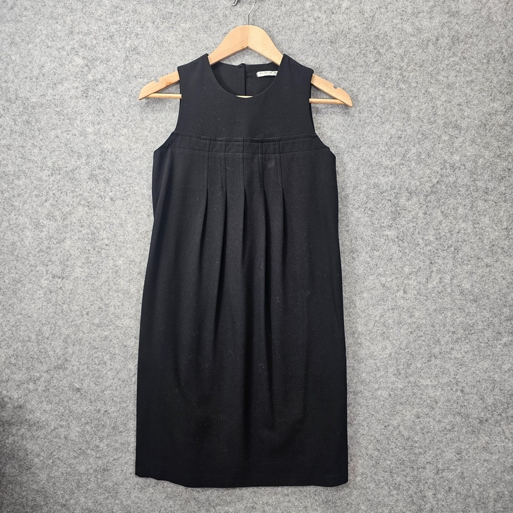 Italian Shift Dress Womens XS Black Pleat Mini Cocktail HOPE Collection 40 ITALY